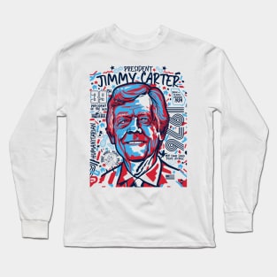 Retro Pop Art Portrait of President Jimmy Carter 1976 // Street Art Jimmy Carter Long Sleeve T-Shirt